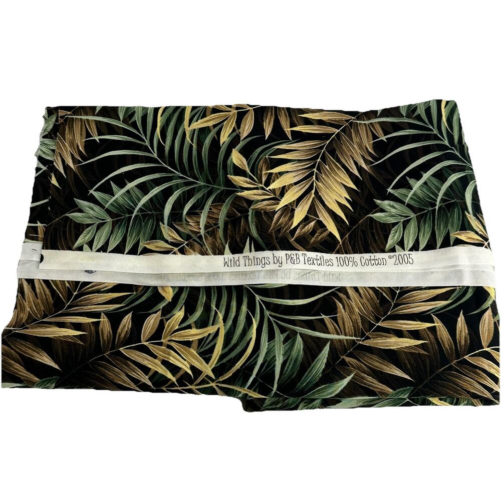 wild things p & b textiles 100% cotton green leafs leaves fabric print